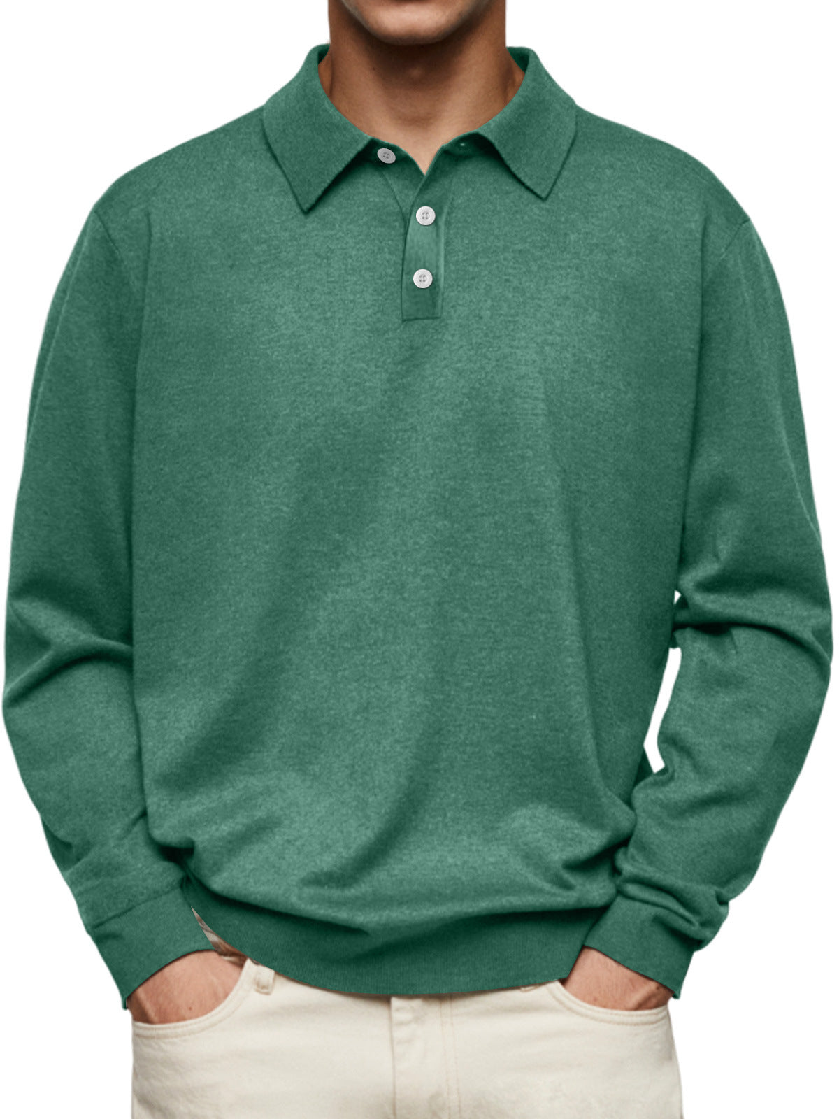 70% Off This Week Only - Men's Thin Lapel Button Sweater Casual Solid Color Bottoming Sweater