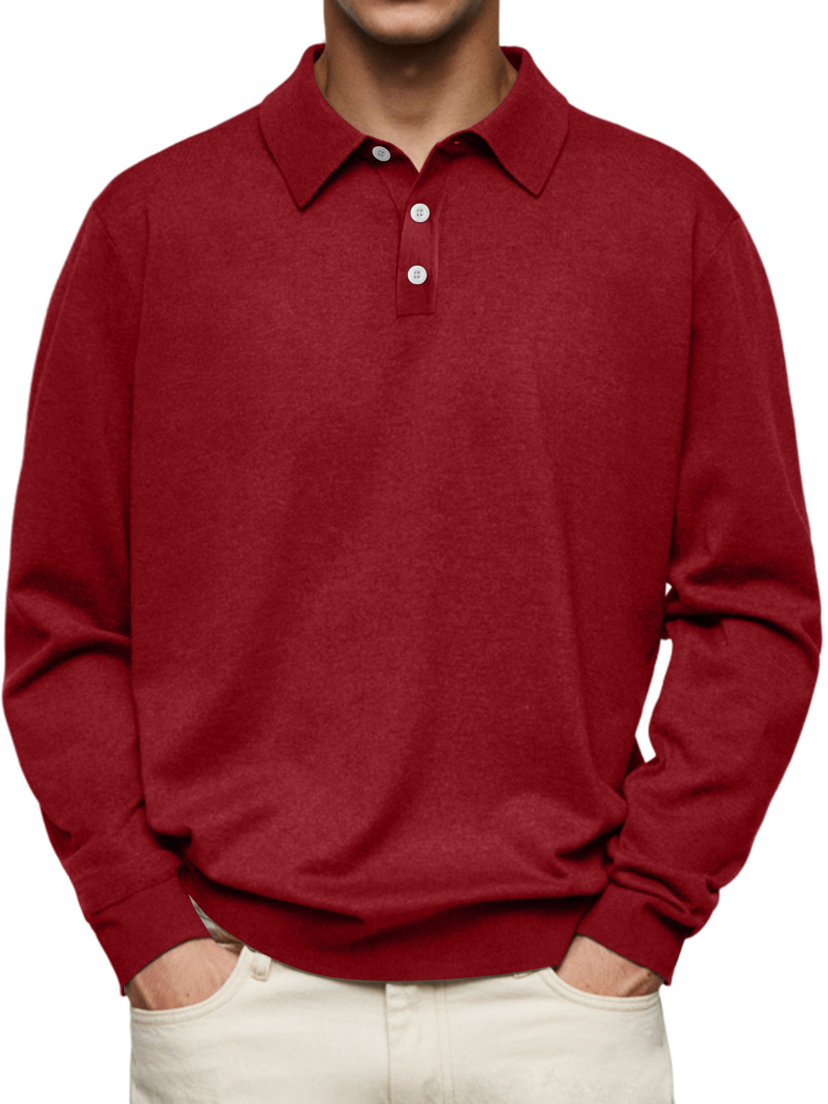 70% Off This Week Only - Men's Thin Lapel Button Sweater Casual Solid Color Bottoming Sweater