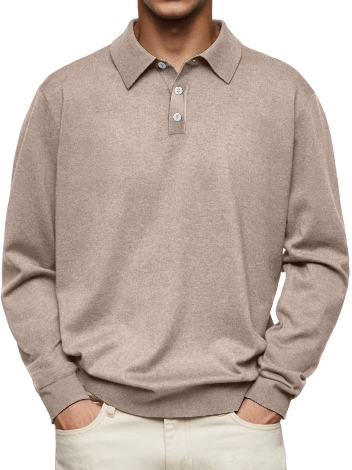 70% Off This Week Only - Men's Thin Lapel Button Sweater Casual Solid Color Bottoming Sweater
