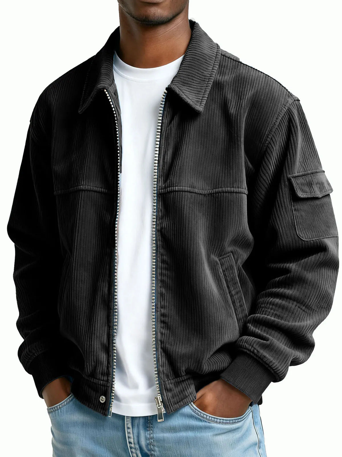 New Men's Retro Corduroy Fashion Casual Long Sleeve Pocket Jacket