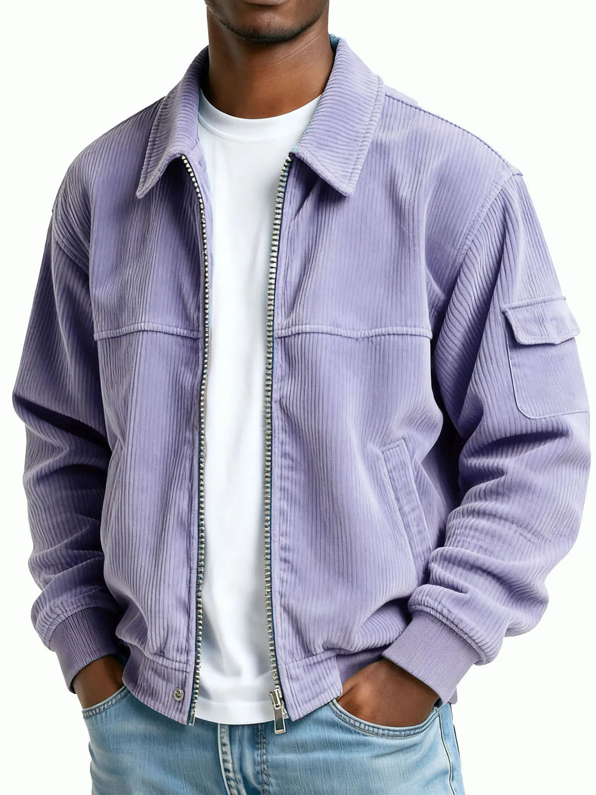 New Men's Retro Corduroy Fashion Casual Long Sleeve Pocket Jacket