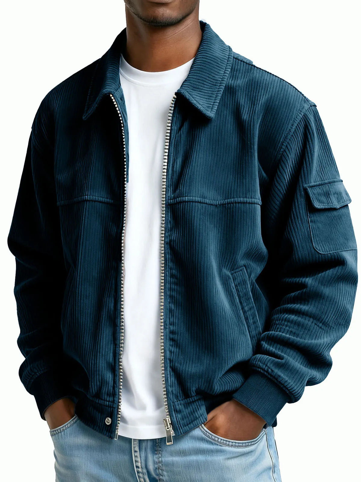 New Men's Retro Corduroy Fashion Casual Long Sleeve Pocket Jacket