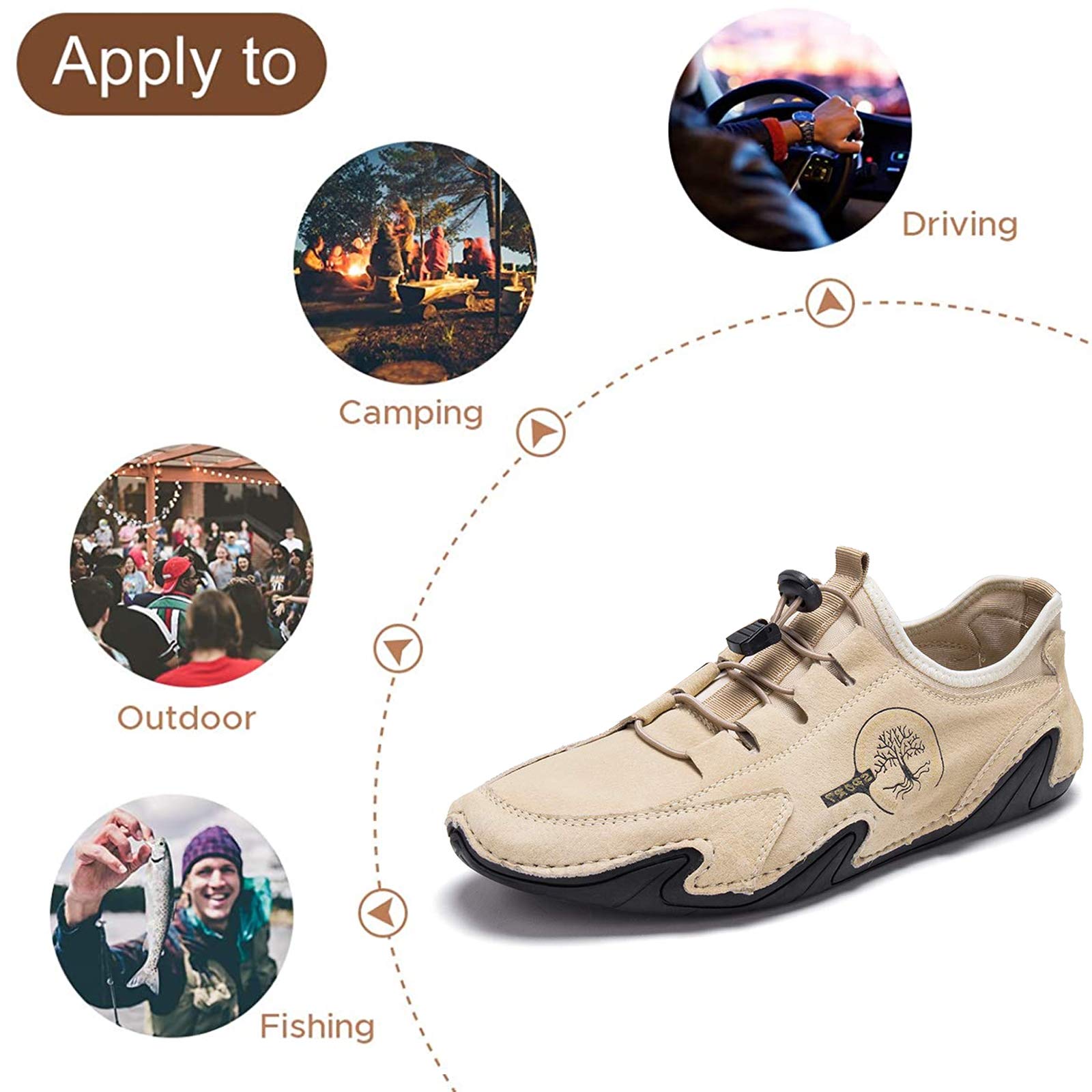 Men Lightweight Comfy Leather Driving Shoes Non-Slip Casual Shoes Breathable Loafers