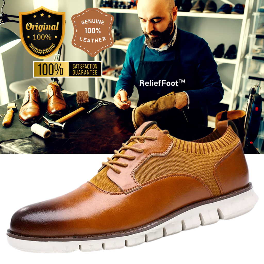 ReliefFootTM⏰Promotion - 70% OFF🔥 Men's Loafers Genuine Leather Shoes Casual Oxford Lace Up Dress Shoes