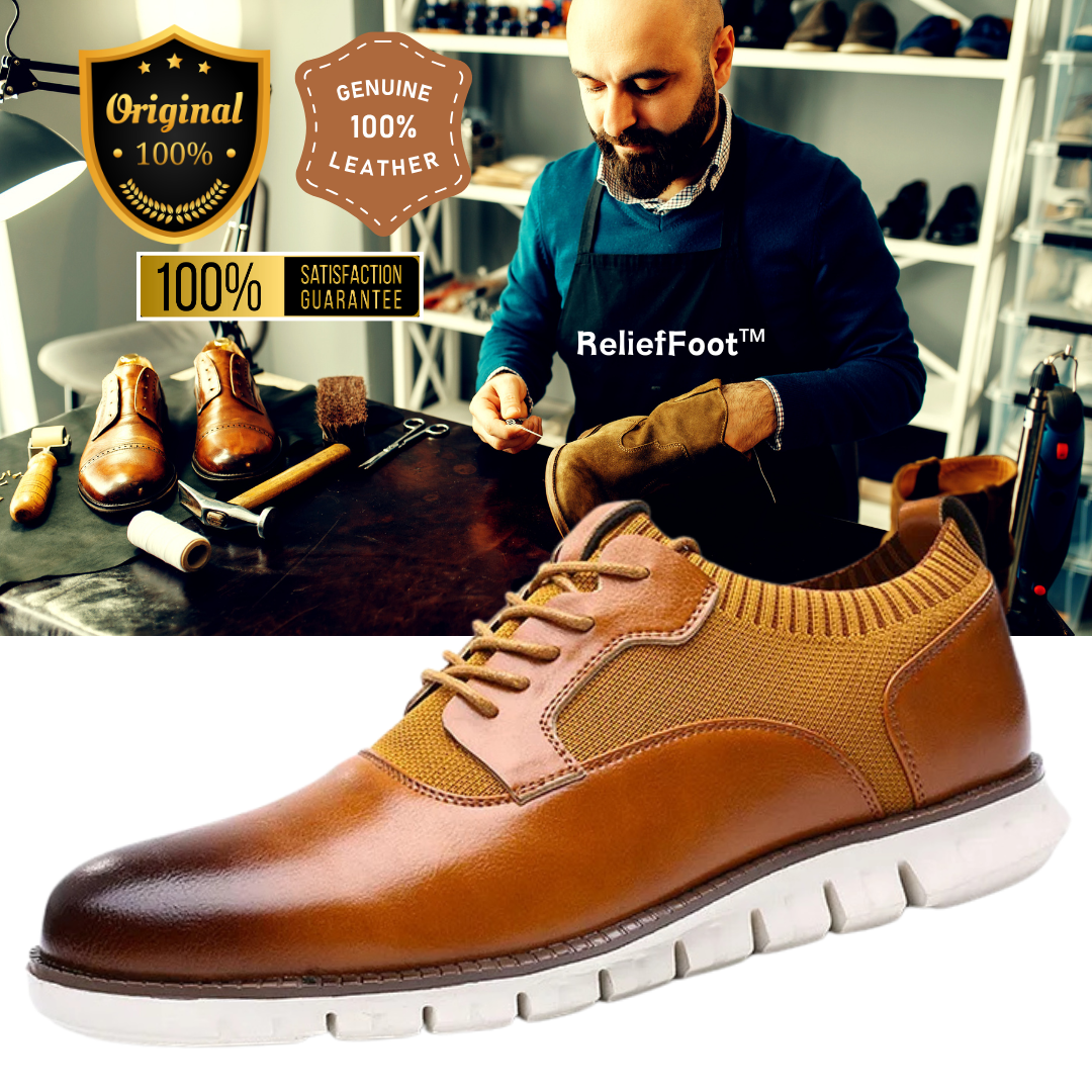 ReliefFootTM⏰Promotion - 70% OFF🔥 Men's Loafers Genuine Leather Shoes Casual Oxford Lace Up Dress Shoes