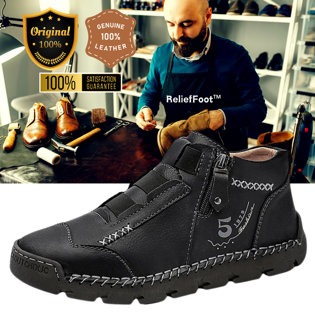 ReliefFootTM Men's Vintage Casual Soft And Breathable Cowhide Leather Boots