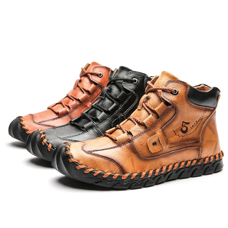(🔥CLEARANCE SALE - 70% OFF)-Stitched Hand-Sewn Embossed Cowhide Medical Shoes - Relieve Soreness
