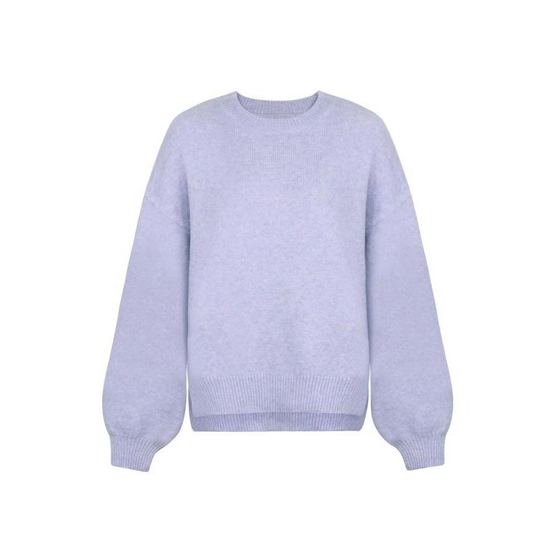 Women's Drop Shoulder Split Hem Sweater, Chic Casual Long Sleeve Round Neck Jumper