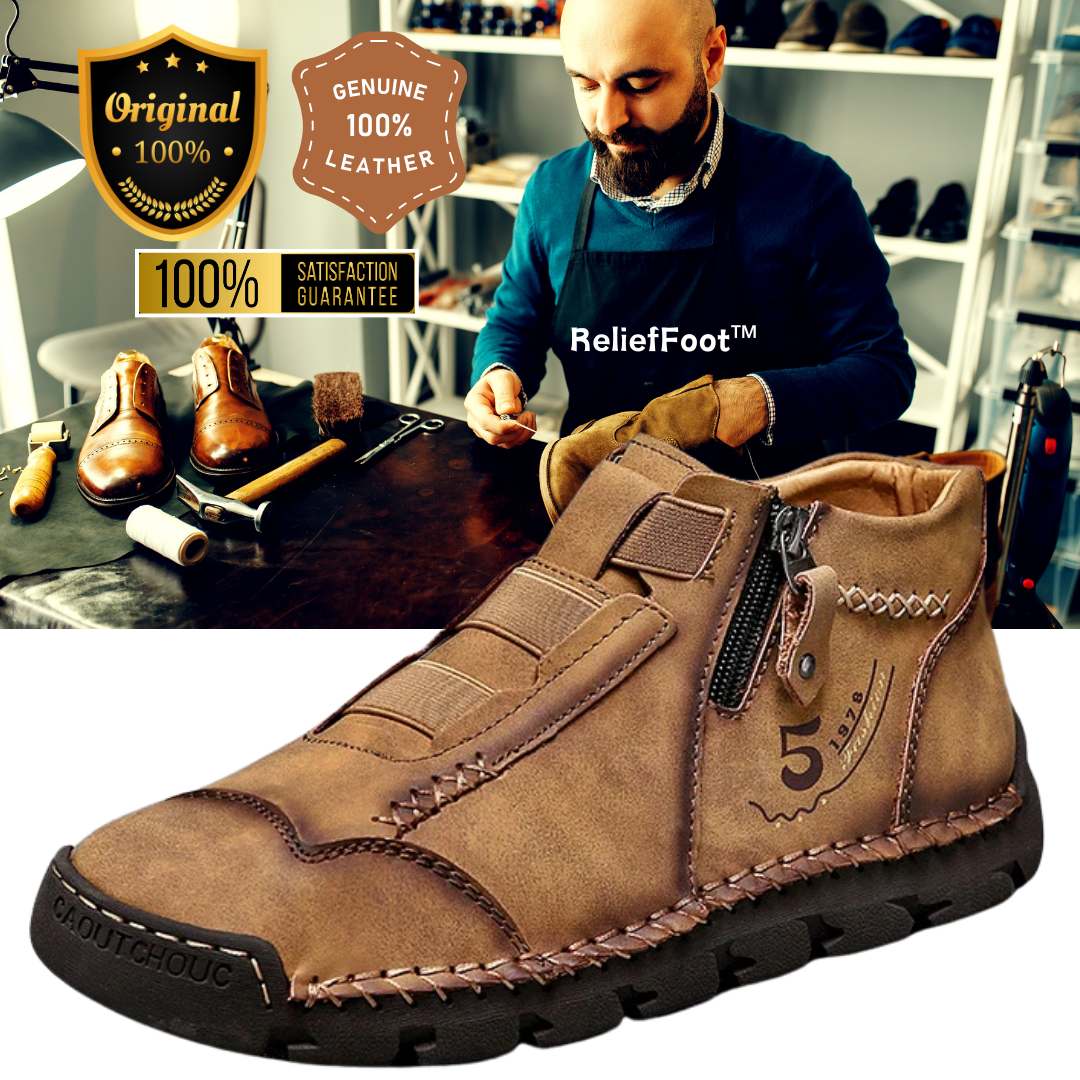 ReliefFootTM Men's Vintage Casual Soft And Breathable Cowhide Leather Boots