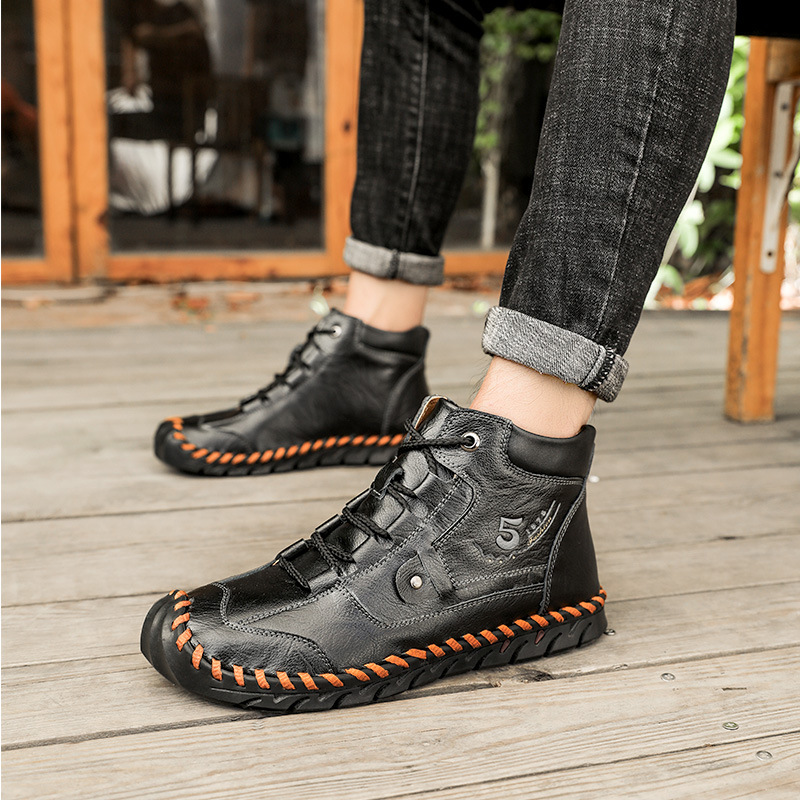 (🔥CLEARANCE SALE - 70% OFF)-Stitched Hand-Sewn Embossed Cowhide Medical Shoes - Relieve Soreness