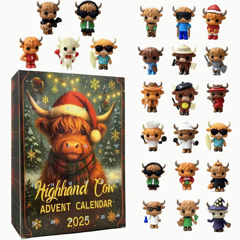 3D Graphic Design, 2025 24 Days of Christmas Countdown Calendar with 24 Collectible Mini Cows