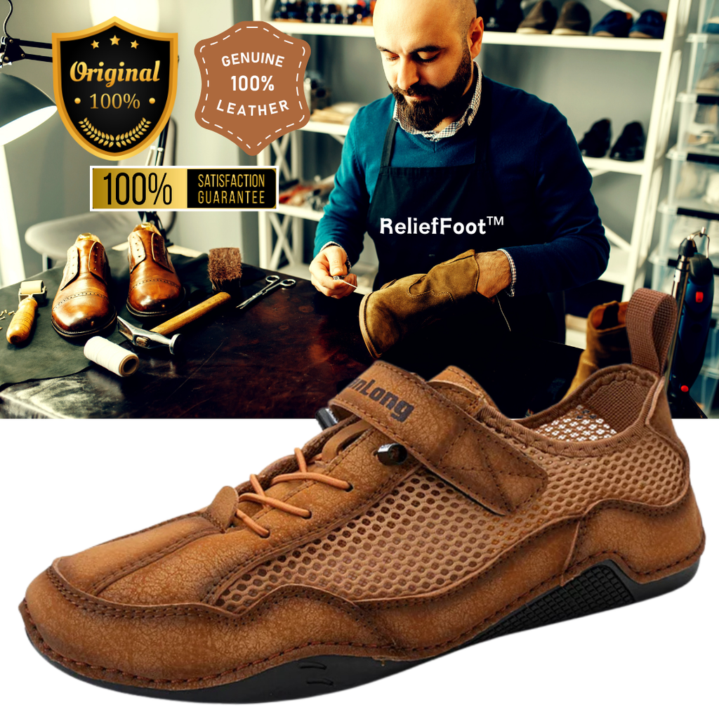 ReliefFootTM⏰Promotion - 70% OFF🔥Men's Breathable Leather Orthopedic Shoes – Hand-Stitched, Non-Slip