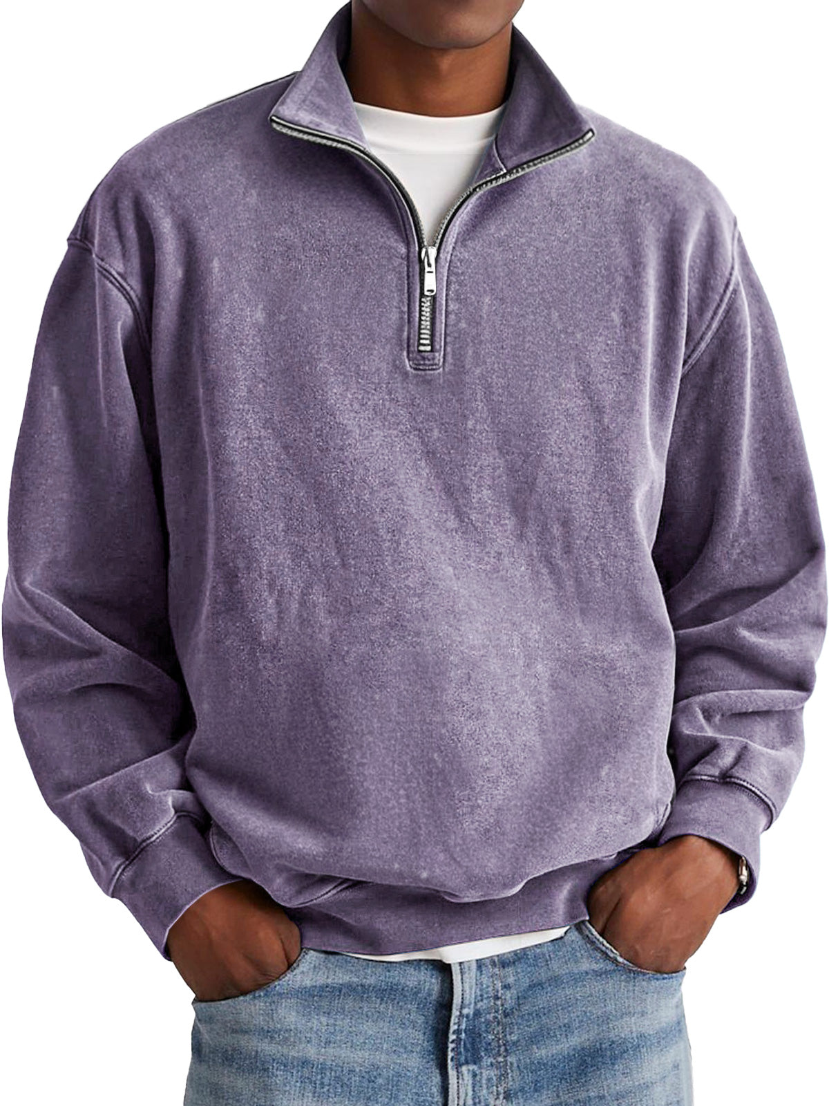 🔥Clearance Sale 50% Off - Men's Fashion Retro Stand Collar Zipper Polo Sweatshirt