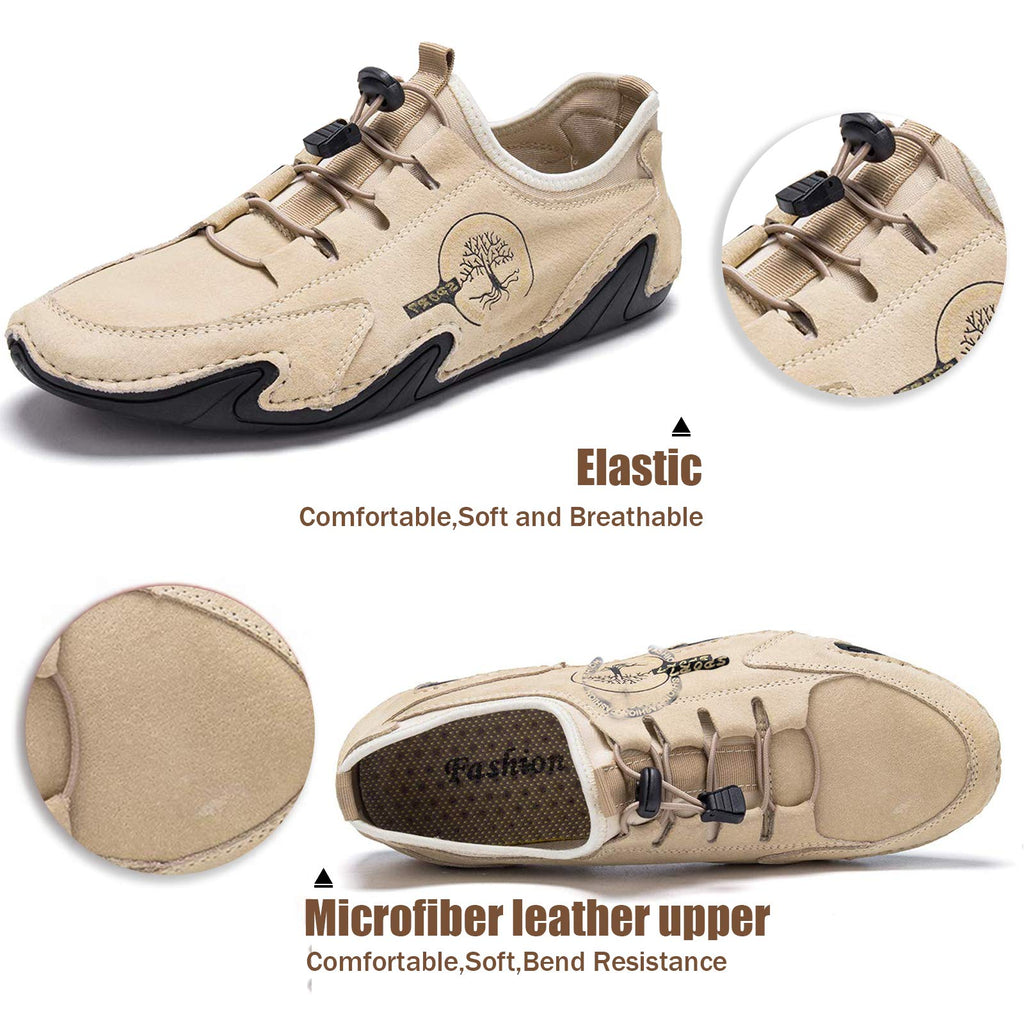 Men Lightweight Comfy Leather Driving Shoes Non-Slip Casual Shoes Breathable Loafers