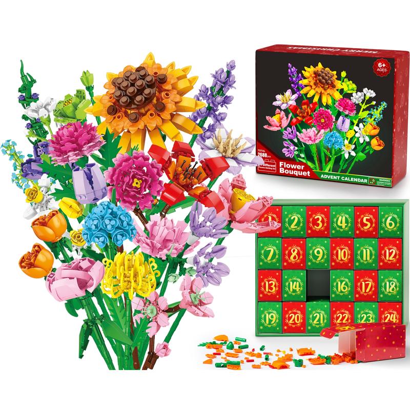 Advent Calendar 2025, 24 Days STEM Surprise puzzle blocks 12-in-1 Christmas Gift Box