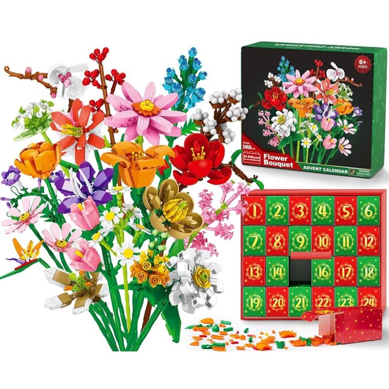Advent Calendar 2025, 24 Days STEM Surprise puzzle blocks 12-in-1 Christmas Gift Box