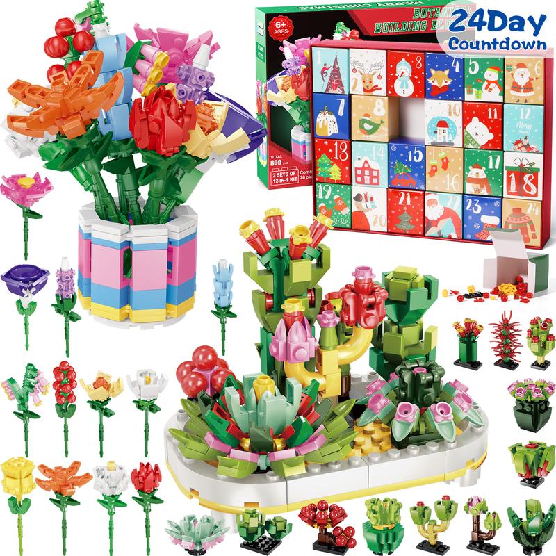 Advent Calendar 2025, 24 Days STEM Surprise puzzle blocks 12-in-1 Christmas Gift Box